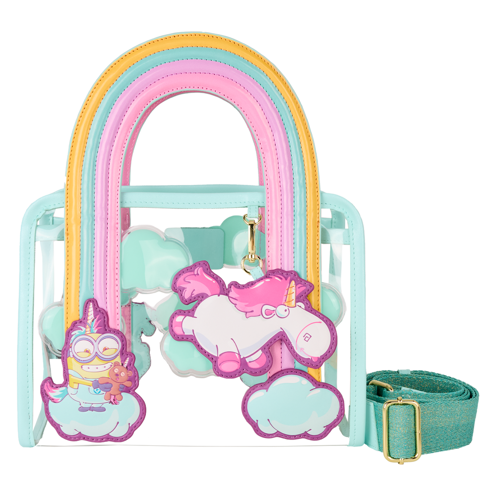 Minions Fluffy Unicorn Rainbow Clear Mini Tote Crossbody Bag